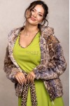 Jacheta captusita Elba din blana ecologica animal print, masuri mari, inchidere cu fermoar